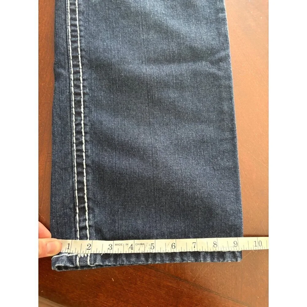 True Religion Y2K Super T World Tour Big Horseshoe Flap Jeans Dark Wash 36 x 33